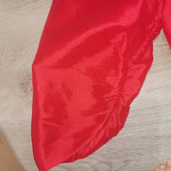 Zara Red V neck draped long sleeve mini dr… - Picture 7 of 9
